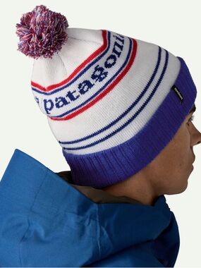Patagonia Powder Town Beanie Park Stripe Men's Hat Viking Blue One Size